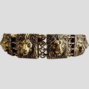 Anne Klein Couture Vintage Lion Link Choker Chunky Necklace Brushed  Gold